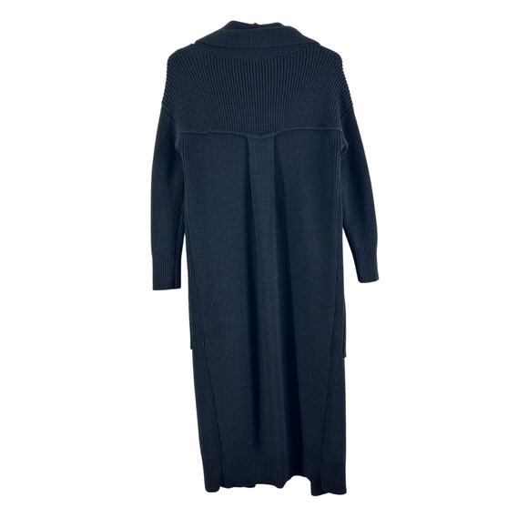 Bebe Longline Open Front Ribbed Knit Duster Cardigan Black - Picture 6 of 11